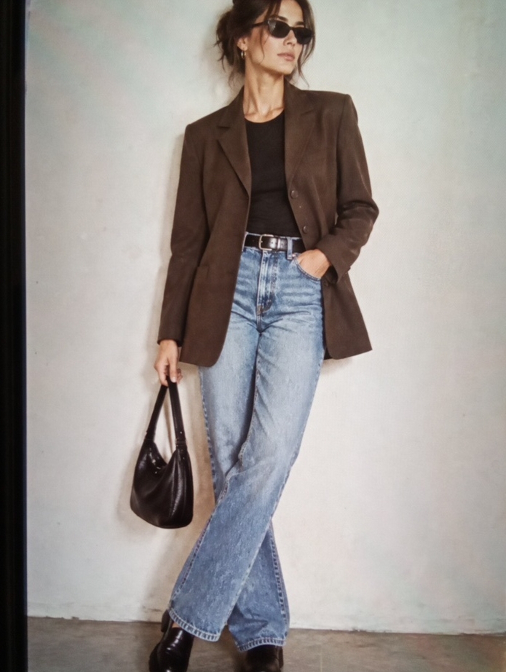 Eileen Fisher Wool Chocolate Brown Blazer Jacket Womens Vintage Timeless M